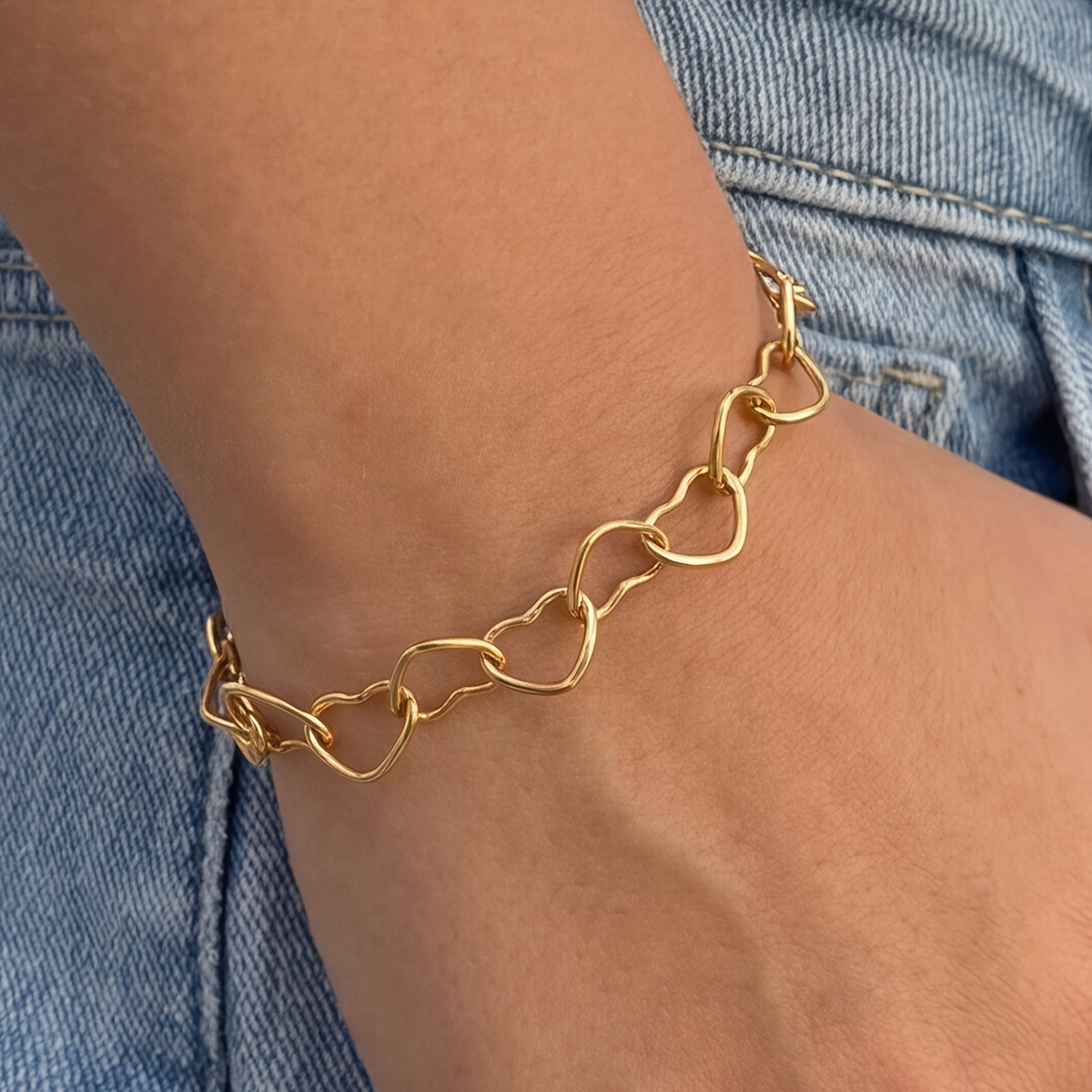 DIY Vintage Hollow Heart-Shaped Bracelet, 925 Silver Plated